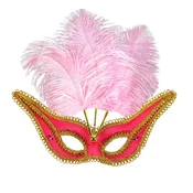 PINK MASKA SA ZLATNIM OKVIROM I PERJEM
