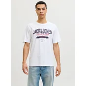 JACK & JONES Majica nočno modra/temno rdeča/bela