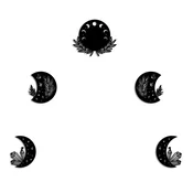 Wallxpert Zidna dekoracija The Phases Of The Moon, 5 komada, Crna