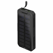 Goobay PowerBank 20.000 mAh USB-C Quick-Charge 3.0 sončne celice črna zunanja prenosna baterija