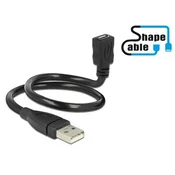 Kabel DELOCK, USB 2.0 USB-A (M) na USB micro-B (Ž), produžni, ShapeCable, 0.35 m