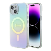 Guess originalna maska za iPhone 15 6.1 GUHMP15SHITSQ IML Iridescent MagSafe: turquoise