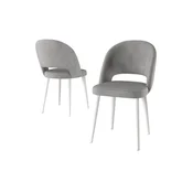 Hanah Home set trpezarijskih stolica Pane 4 kom, siva tkanina Babyface, bele metalne noge