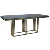 Casa Padrino luxury dining table antique gold/black 200 x 100 x H. 76 cm - Rectangular kitchen table with glass top - Dining room furniture - Luxury furniture - Luxury furnishings