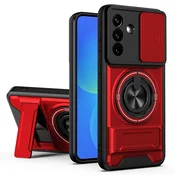 GS Oklepni ovitek za Samsung Galaxy A27 5G, držalo za prstan, s pokrovom kamere, rdeč