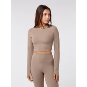 YO-GAYA Športni top Long Sleeve Crop Top svetlo bež