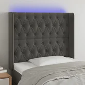 Vidaxl LED posteljno vzglavje temno sivo 103x16x118/128 cm žamet
