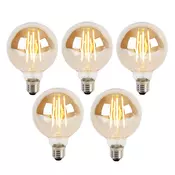 Komplet 5 zatemljivih LED žarnic E27 s 3 stopnjami zatemnitve G95 zlato steklo 5W 380lm 2200K