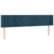 Vidaxl Vzglavje z ušesi temno modro 183x16x78/88 cm žamet