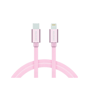 Swissten podatkovni kabel tekstilni USB-C / Lightning 1.2 M roza/zlatni