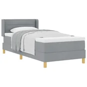 Vidaxl Postelja z vzmetnico z vzmetnico Svetlo siva 200 x 90 cm blago