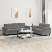 2-dijelni set sofa s jastucima tamnosivi od mikrovlakana
