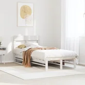 shumee vidaXL Posteljni okvir brez vzmetnice bel 100x200 cm masiven borov les