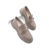 Marjin Womens Loafers Thick Sole Chain Casual Shoes Zolez Mink