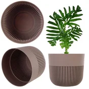 KADAX Cvetlični lonec, 11 cm, okrogel, rebrast, bež, plastika