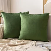 MIULEE prevleke za vzglavnike, Paket 2 - 45 x 45, Temno zelena