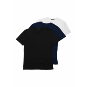 Trendyol Navy Blue-Black-White Basic Slim 100% Cotton 3-Pack T-Shirt