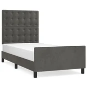 Vidaxl Posteljni okvir brez vzmetnice temno siv 100x200 cm žamet