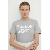 Bombažna kratka majica Reebok Identity ženska, siva barva, 100034852