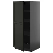 METOD Visoki element s policama, crno-siva/Lerhyttan crni bajc, 60x60x140 cm