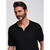 Ombre Mens knitted unbuttoned polo shirt - black
