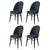 Hanah Home Set stolica Ritim, 44x96x42 cm, 4 komada, Antracit-crne