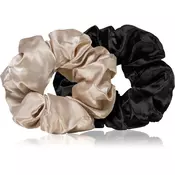 BrushArt Hair Large satin scrunchie set elastike za lase Cream & Black (2 ks)