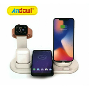 Andowl Polnilna postaja z brezžičnim polnilcem za mobilne telefone, ure, slušalke Apple