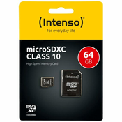 (Intenso) Micro SD Kartica 64GB Class 10 sa adapterom – SDXCmicro+ad-64GB/Class10