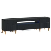 vidaXL LED TV omarica Črna Inženirski les