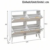 SONNENH omara za čevlje, MDF, bela, 105 x 24 x 95.5 cm, zaprti prostor za shranjevanje, za urejeno shranjevanje