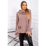 Sweatshirt with long back and mocha hood