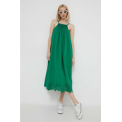 Pamucna haljina Desigual boja: zelena, maxi, širi se prema dolje
