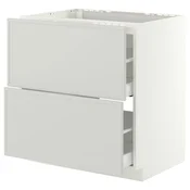 METOD / MAXIMERA Pod.elem.grej.ploca/2front/2fiok, bela/Aspudden svetlosiva, 80x60 cm