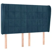 Vidaxl Vzglavje z ušesi temno modra 147x23x118/128 cm žamet