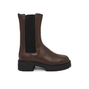 Calvin Klein Gležnjarji Chelsea Chunky Mid Chelsea Boot Lth YW0YW01909 Temno rjava