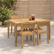 vidaXL Vrtnna jedilna miza Bela 147 x 88,5 x 75 cm Masiven les akacije