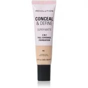 Makeup Revolution Conceal & Define matirajoči tekoči puder odtenek F4C 23 ml