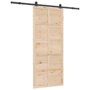 Vidaxl Drsna vrata Naravna 100 x 208 cm Trdna borovina
