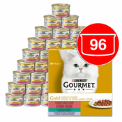 Mačja hrana v konzervah GOURMET GOLD – mix mesni koščki v omaki 96x85g