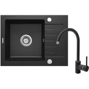 Deante ZQZ 211A Sudopera, 1 korito, 15cm, Granitna + BEN 262M Slavina, 355mm, Crna
