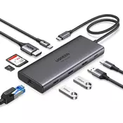 slomart UGREEN Revodok Pro 109 - USB C Hub (10Gbps) za iPhone, MacBook, Surface, Galaxy. HDMI 4K, PD 100W, Ethernet, SD/TF.