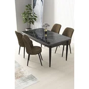 Hanah Home Set Trpezarijski sto i 4 stolice Nil, Braon-crni