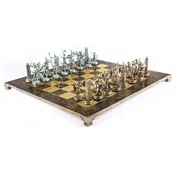 Casa Padrino luxury chess set brown/brass 54 x 54 cm - Greek chess set - Brass chess board with chess pieces - Luxury decorative accessories - Luxury chess sets