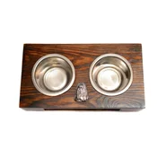 shumee Shih Tzu, Shi tsu, Shi-Tzu, Szi-cu, Szitzu - leseno stojalo s pasjimi posodicami, jeklene pasje posodice, darilo za posvojitev psa znamke Art-Dog