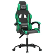 Vidaxl Gaming stol črno in zeleno umetno usnje