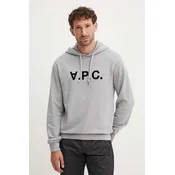 Bombažen pulover A.P.C. hoodie standard grand vpc GOTS siva barva, s kapuco, COHBN.M27908