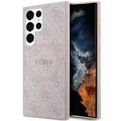 Guess Etui Guess 4G Collection Leather Metal Logo MagSafe za Samsung Galaxy S24 Ultra - roza