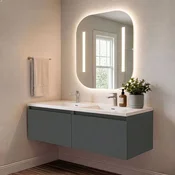 Skye Decor Set kupatilskog ormarica sa umivaonikom i ogledalom, 2 dela, Antracit