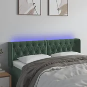 Vidaxl vidaXL Vzglavje postelje z LED diodo temno zeleno 163x16x78/88 cm žametno